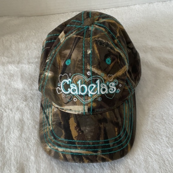 Cabela's Camouflage Cap with Teal Accents - Picture 1 of 4